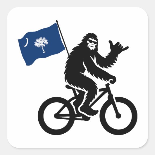 Bigfoot Fietsen South Carolina Vlag Vierkante Sticker (Voorkant)