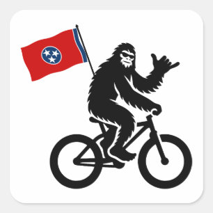 Bigfoot Fietsen Tennessee Vlag Vierkante Sticker