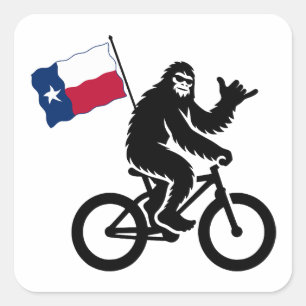 Bigfoot Fietsen Texas Vlag Vierkante Sticker