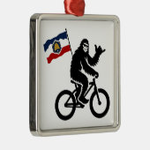 Bigfoot Fietsen Utah Vlag Metalen Ornament (Rechts)