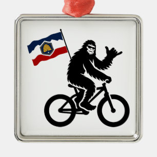 Bigfoot Fietsen Utah Vlag Metalen Ornament