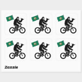 Bigfoot Fietsen Washington Vlag Vierkante Sticker (Vel)