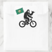 Bigfoot Fietsen Washington Vlag Vierkante Sticker (Tas)