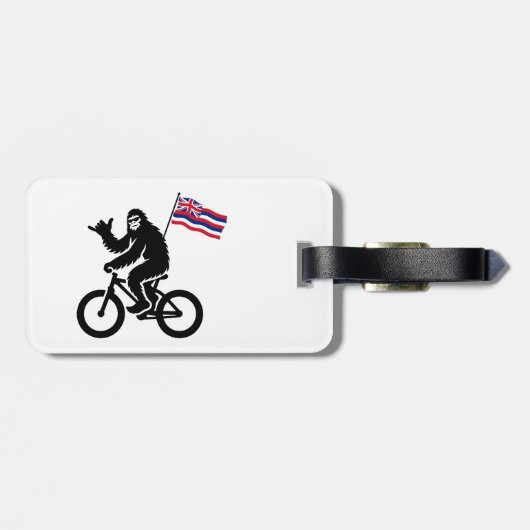 Bigfoot Fietsend Hawaï Vlag Bagagelabel (Achterkant horizontaal)