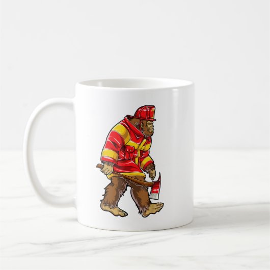 Bigfoot Firefighter Mannen Thin Red Line Sasquatch Koffiemok (Links)