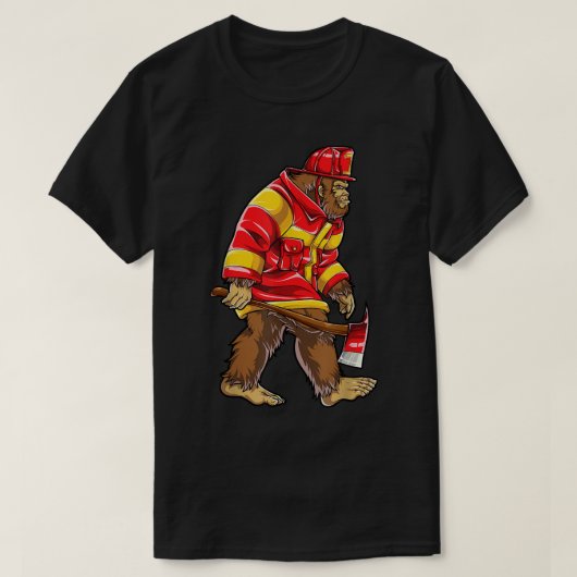 Bigfoot Firefighter Mannen Thin Red Line Sasquatch T-shirt (Design voorkant)