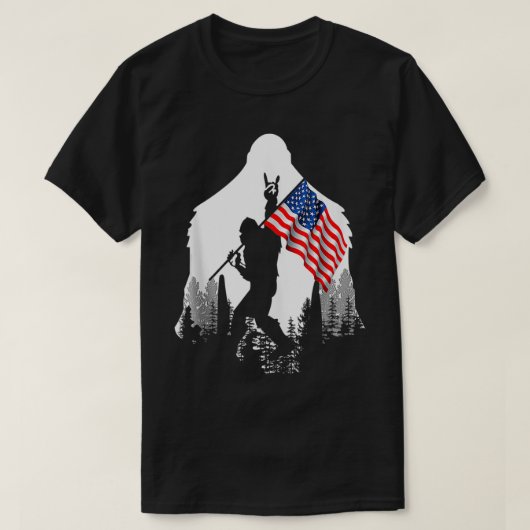 Bigfoot Fireworks 4 juli American Flag Sasqua T-shirt (Design voorkant)