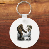Bigfoot Fishing Funny Sasquatch Fi-shirt  Sleutelhanger (Voorkant)