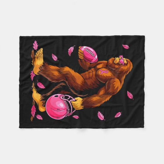 Bigfoot Football Nk Ribbon Breast Cancer Awareness Fleece Deken (Voorkant (Horizontaal))