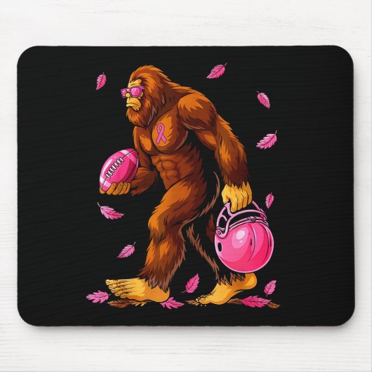 Bigfoot Football Nk Ribbon Breast Cancer Awareness Muismat (Voorkant)