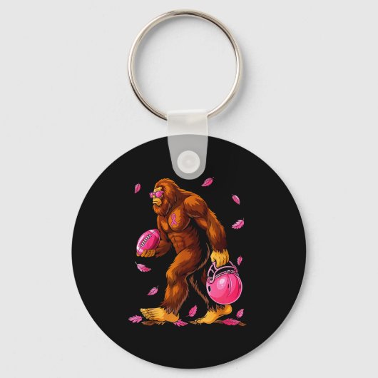 Bigfoot Football Nk Ribbon Breast Cancer Awareness Sleutelhanger (Voorkant)
