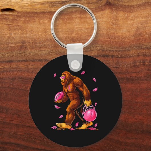 Bigfoot Football Nk Ribbon Breast Cancer Awareness Sleutelhanger (Voorkant)