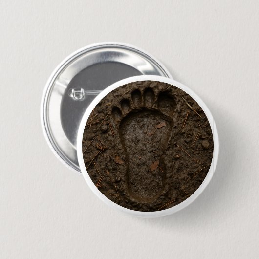 Bigfoot Footprint in Mud Ronde Button 5,7 Cm (Voorkant /achterkant)
