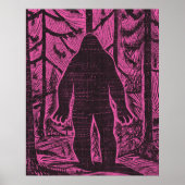 Bigfoot Forest Roze Retro Modern Wall Art Poster (Voorkant)