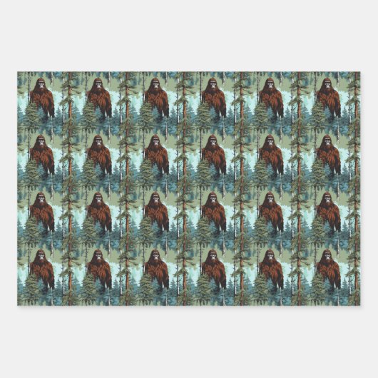 Bigfoot Forest Stare Down Scary Inpakpapier Vel (Voorkant 3)