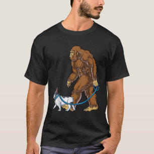 Bigfoot Franse Bulldog Hond Walk Grappige Sasquatc T-shirt