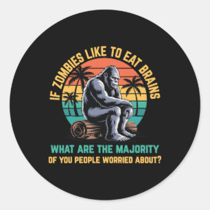 Bigfoot Funny Sasquatch Zombies Horror Lover Ronde Sticker