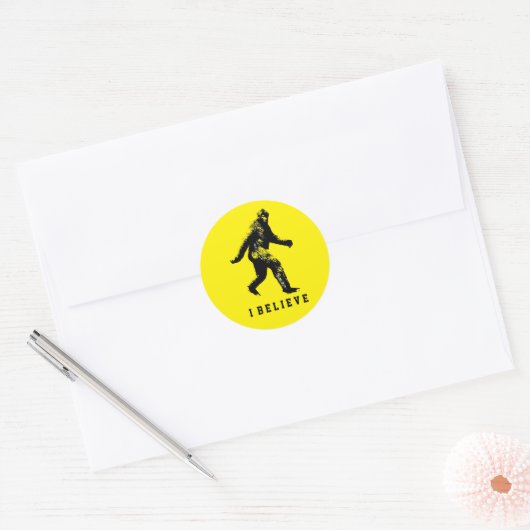 Bigfoot, geloof ik ronde sticker (Envelop)