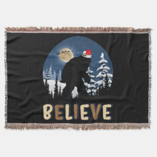 Bigfoot Geloof in Kerstmis Grappige Sasquatch Kers Deken