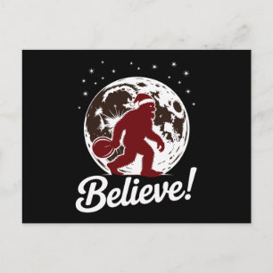 Bigfoot Geloof Kerstman Kerstmuts Maan Sasquatch Feestdagenkaart
