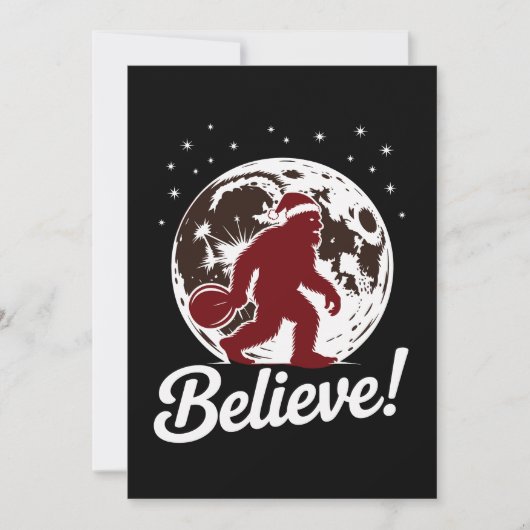 Bigfoot Geloof Kerstman Kerstmuts Maan Sasquatch Kaart (Voorkant)