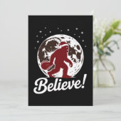 Bigfoot Geloof Kerstman Kerstmuts Maan Sasquatch Kaart (Staand voorkant)