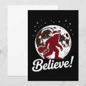 Bigfoot Geloof Kerstman Kerstmuts Maan Sasquatch Kaart (Voorkant / Achterkant)