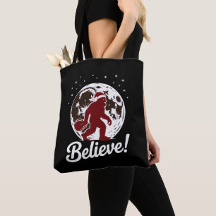 Bigfoot Geloof Kerstman Kerstmuts Maan Sasquatch Tote Bag