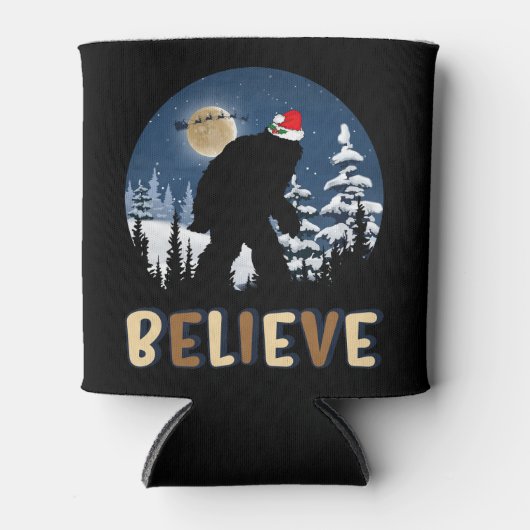 Bigfoot gelooft in kerstfeest grappige sasquatch-k blikjeskoeler (Voorkant)