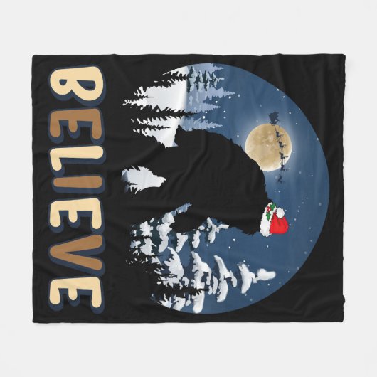 Bigfoot gelooft in kerstfeest grappige sasquatch-k fleece deken (Voorkant (Horizontaal))