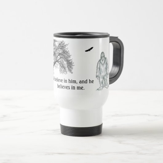 Bigfoot gelooft in mij reisbeker (Voorkant rechts)