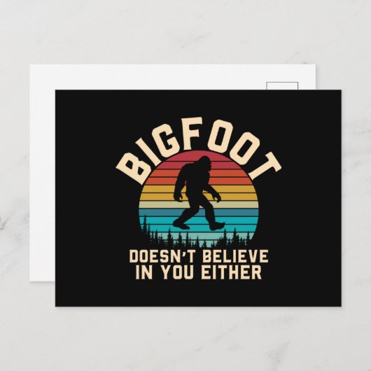 Bigfoot gelooft niet in jou | Bigfoot Retro Briefkaart (Voorkant / Achterkant)