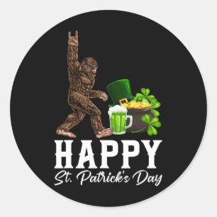 Bigfoot Gelukkig St. Patricks Dag T-shirt Grappig Ronde Sticker