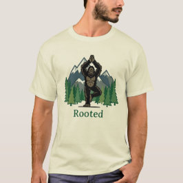 Bigfoot Gewortelde Boomhouding Funny Yoga T-shirt