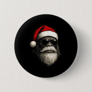 Bigfoot Gezicht Sungles Sinterklaas Kerst Grappig Ronde Button 5,7 Cm