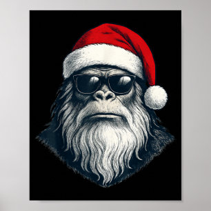 Bigfoot Gezicht Zonnebril Kerstman Kerst Grappig K Poster