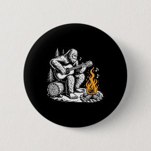 Bigfoot Gitaar spelend Kampeer vuur Moppertje Kamp Ronde Button 5,7 Cm