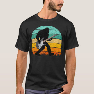 Bigfoot Gitaar spelend Retro Vintage Sasquatch Git T-shirt