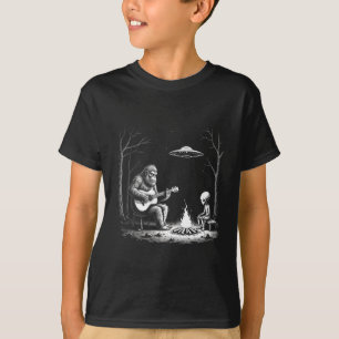 Bigfoot Gitaar T-shirt Kampvuur Alien Ufo Kamperen