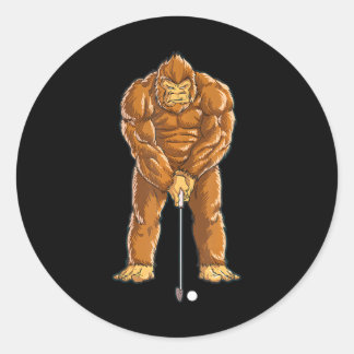 Bigfoot Golf Club en Ball Sports Funny Sasquatch Ronde Sticker