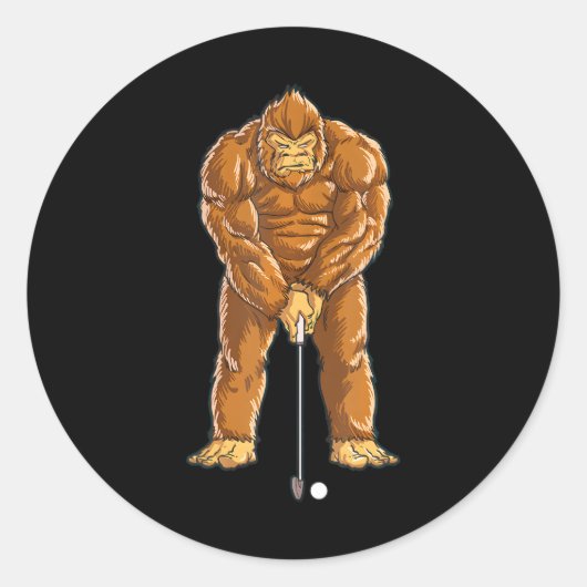 Bigfoot Golf Club en Ball Sports Funny Sasquatch Ronde Sticker (Voorkant)
