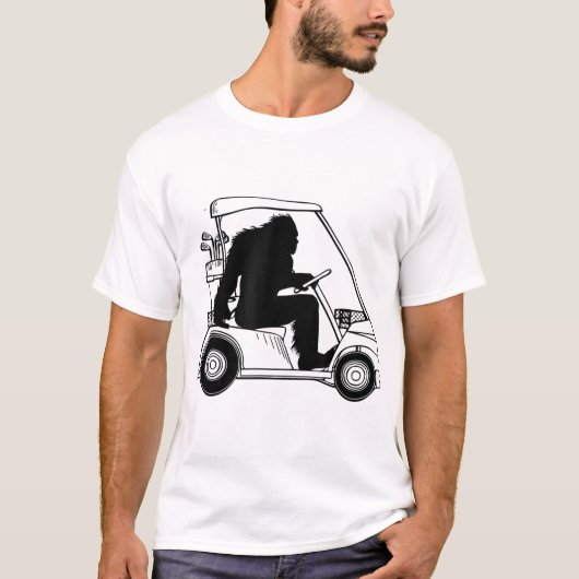 Bigfoot Golf Sasquatch Driving Golf Cart Kleding T-shirt (Voorkant)