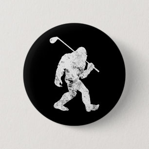 Bigfoot Golfer  Sasquatch Funny Mannen Wo Ronde Button 5,7 Cm