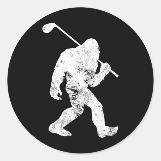 Bigfoot Golfer Sasquatch Funny Mannen Wo Ronde Sticker (Voorkant)