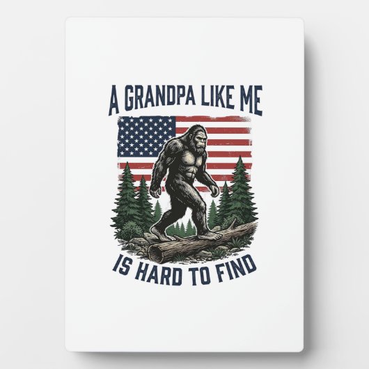 Bigfoot Grandpa Vintage American Flag Shirt Design Fotoplaat (voorkant)