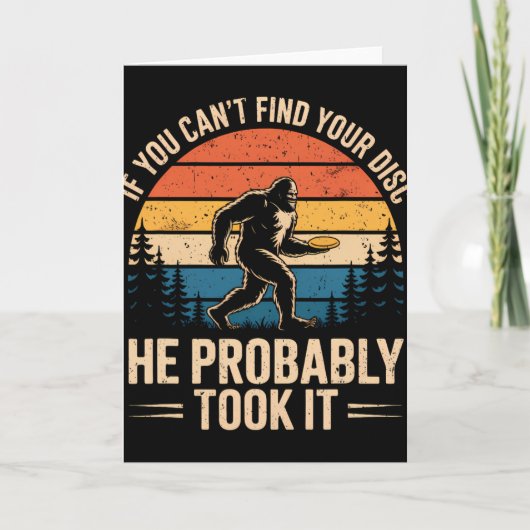 Bigfoot Grappige Disc Golf Sasquatch Frisbee Manne Kaart (Voorkant)