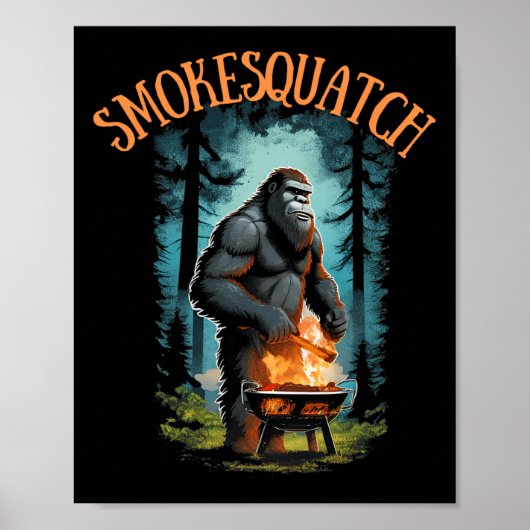 Bigfoot Grillen Sasquatch Pitmaster Grill BBQ Smo Poster (Voorkant)