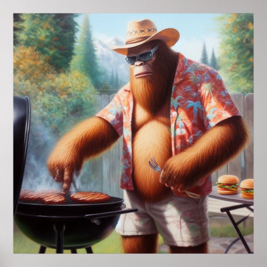 Bigfoot Grilling Burgers Poster (Voorkant)