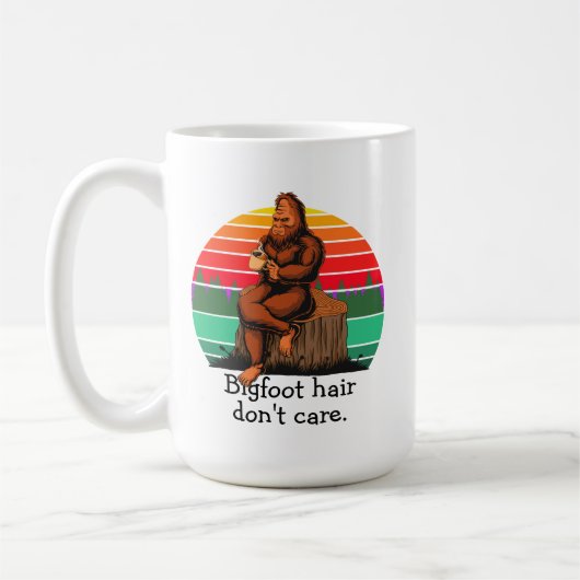 Bigfoot Hair geeft geen Sasquatch Funny 15oz Koffiemok (Links)