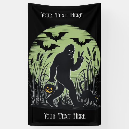 Bigfoot Halloween Green en Black Banner (Verticaal)